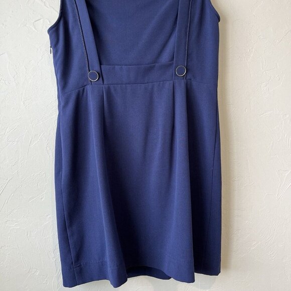 Anthropologie Dress Y2K Blue Nautical Fisherman Preppy 10 Overall Button Mini - Picture 8 of 11